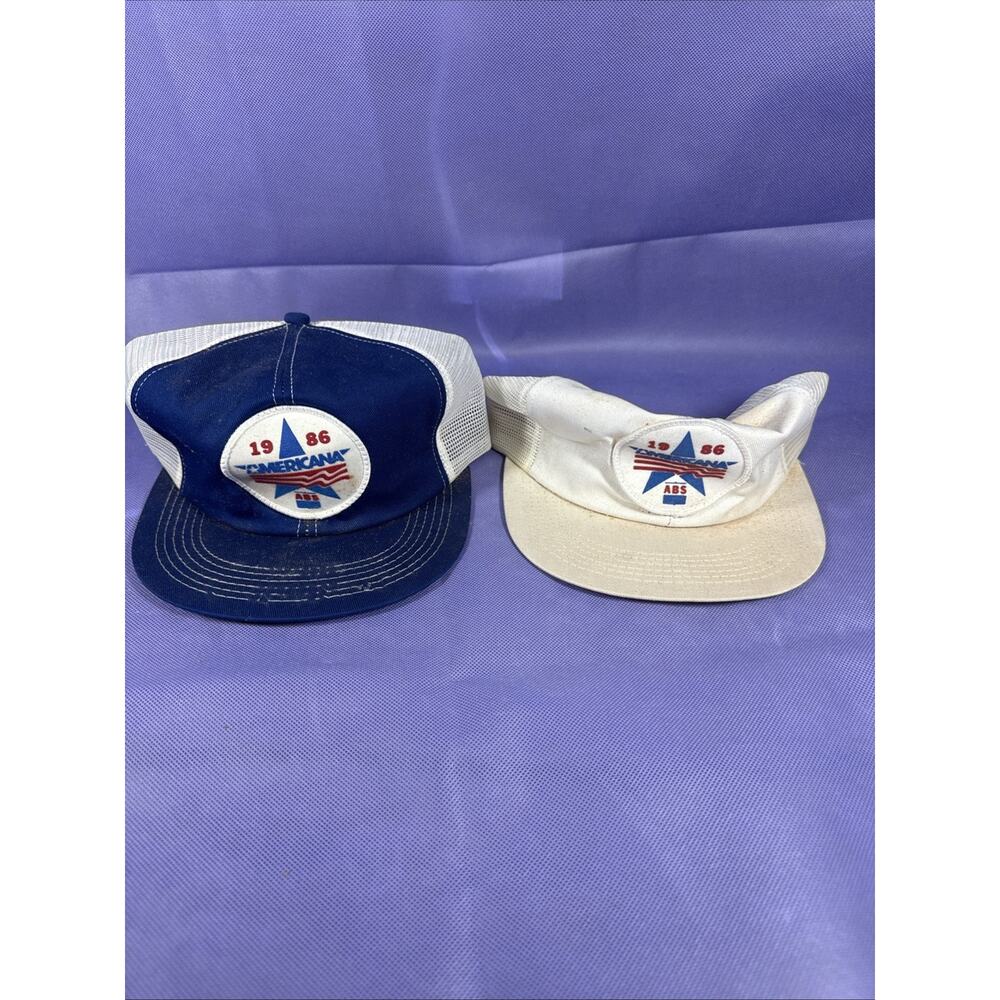 Vintage Hat Cap SnapBack Mesh Patch AMERICANA ABS Lot K-brand